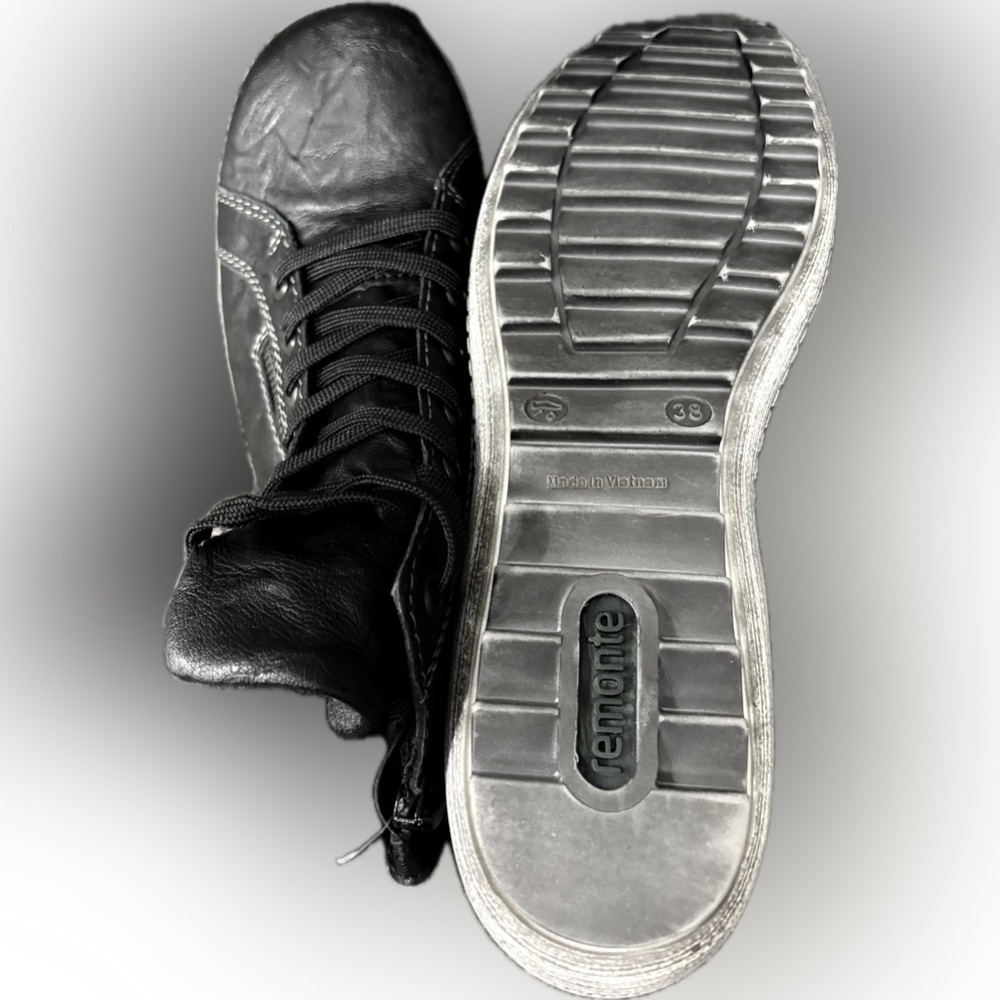NWT!! Rieker R1473 Remonte Black Leather Boots, 7.5 (EU 38), BLACK - Picture 4 of 8